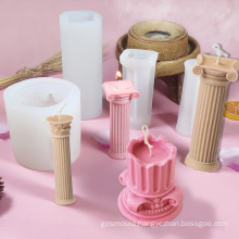 crafts supplies statue making molded DIY handmade roman column wax candle molds silicone 3d